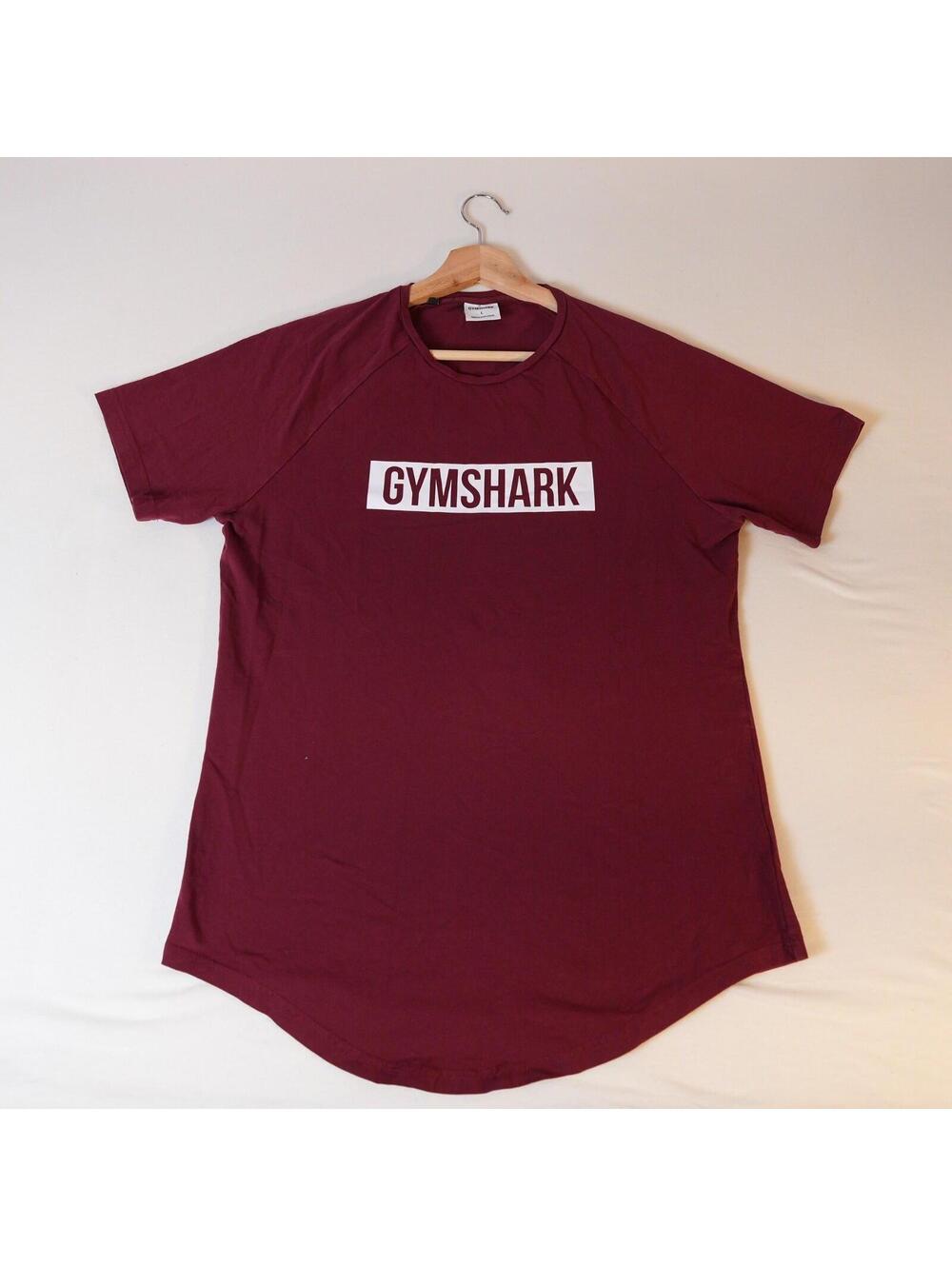 Gymshark Burgundy Logo T Shirt Mens Large Athletic Training Gym Fitness Sporty